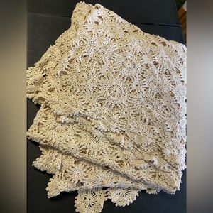 Vintage Crochet Blanket 102”x87” Floral Pattern